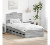Owoxanthellate Cadre de lit gris Sonoma 193 x 78 x 100 cm en bois d'ingénieur, avec 6 tiroirs et sommier à lattes, design moderne, robuste et durable, pour chambre d'adolescent et chambre d'amis