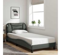 Owoxanthellate Cadre de lit Hvar gris foncé 90 x 200 cm - Lit rembourré durable avec tête de lit - Design ondulé moderne - Sommier à lattes stable pour chambre d'adolescent, chambre d'amis et chambre
