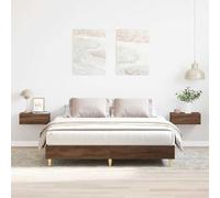 Owoxanthellate Cadre de lit marron chêne 150 x 200 cm - En bois massif - Respirant - Design moderne pour chambre à coucher - Pour un sommeil réparateur