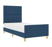 Owoxanthellate Cadre de lit moderne bleu 80 x 200 cm avec housse en tissu minimaliste avec tête de lit 207 x 83 x 128 cm Montage facile et confortable pour chambre d'adolescent et chambre à coucher