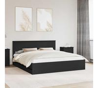 Owoxanthellate Cadre de lit moderne noir 200 x 200 cm avec espace de rangement et tiroirs en bois d'ingénierie stable - Sommier à lattes - Design peu encombrant - Pour chambre à coucher, chambre