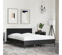 Owoxanthellate Cadre de lit, noir, 120 x 200 cm, moderne, en bois et métal, avec tête de lit, pour un sommeil réparateur, chambre d'amis ou d'adolescent