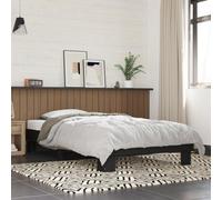 Owoxanthellate Cadre de lit noir 90 x 200 cm, bois et métal, jusqu'à 100 kg, pliable, facile à monter