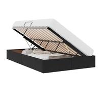 Owoxanthellate Cadre de lit ottoman 120 x 200 cm avec espace de rangement, lit rembourré moderne en velours noir, cadre en métal solide avec levage hydraulique et poignées de traction pour chambre à