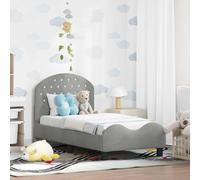 Owoxanthellate Cadre de lit pour enfant en velours, gris clair, 70 x 140 cm, design bas, moderne, avec sommier à lattes, espace de rangement pour tête de lit, durable et facile à monter, pour chambre