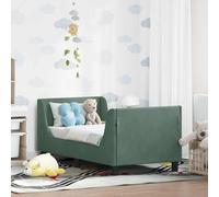 Owoxanthellate Cadre de lit pour enfant vert océan - 70 x 140 cm - Housse en velours - Cadre en bois avec sommier à lattes et compartiments de rangement - Design moderne pour petites chambres