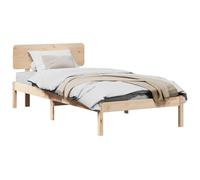 Owoxanthellate Cadre simple en bois de pin FSC, 100 x 200 cm, avec tête de lit, design moderne, sommier à lattes, robuste et durable, pour chambre d'amis et chambre d'adolescent