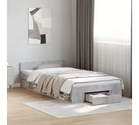 Owoxanthellate Cadre simple gris béton, 100 x 200 cm, avec tiroir de lit, en bois dérivé du bois, sommier à lattes, espace de rangement, design moderne, robuste, pour chambre d'adolescent, chambre à