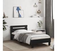 Owoxanthellate Cadre simple noir, 90 x 200 cm, avec tête de lit, sommier à lattes, design moderne et maintien stable, pour chambre à coucher, chambre d'adolescent, chambre d'amis