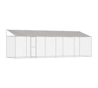 Owoxanthellate Cage pour chien avec toit - 800 x 200 x 256 cm - Acier argenté - PE - Robuste - Pour grands chiens - Design moderne et durable - Pour jardin, terrasse