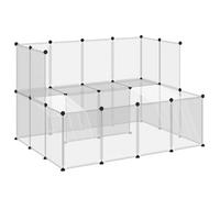 Owoxanthellate Cage transparente pour petits animaux 143 x 107 x 93 cm, enclos modulaire en polypropylène et acier avec 2 niveaux, enclos pour lapins, cochons d'Inde, hamsters et chiots