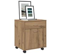 Owoxanthellate Caisson à roulettes en chêne artisanal, 45 x 38 x 54 cm, en bois avec 2 roulettes verrouillables, design moderne, espace de rangement et longue durée de vie, pour bureau, cuisine et