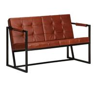 Owoxanthellate Canapé 2 places marron 115 x 61 x 75 cm en cuir de chèvre véritable avec structure en acier et rembourrage en mousse, look vintage, petit canapé en cuir pour salon, bureau, couloir