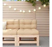 Owoxanthellate Canapé central 57,5 x 63,5 x 60 cm en pin non traité avec design à lattes et coussin Oxford beige, modulaire et robuste pour jardin, balcon, terrasse et jardin d'hiver