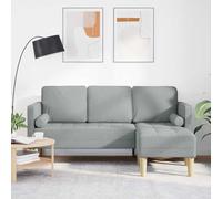 Owoxanthellate Canapé d'angle 3 places gris clair 173 x 131 x 67 cm en tissu résistant, mini canapé-lit moderne avec pieds en plastique, robuste et durable, pour petit salon, cuisine et bureau