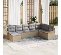 Owoxanthellate Canapé d'angle 8 pièces en rotin synthétique beige résistant aux intempéries, modulaire, avec table, tabouret, coussin, 62 x 55 x 69 cm, pour jardin, balcon, terrasse