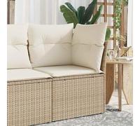 Owoxanthellate Canapé d'angle de jardin - Beige - 62 x 62 x 69 cm - En rotin synthétique - Avec coussin blanc crème - Design modulaire - Résistant aux UV - Pour balcon, jardin d'hiver et petites