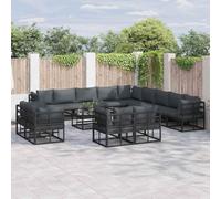 Owoxanthellate Canapé de jardin 13 pièces noir 71,5 cm en aluminium avec coussins résistants aux intempéries, angle et module central, terrasse, balcon, camping, jardin d'hiver