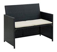Owoxanthellate Canapé de jardin 2 places - Noir - 100 x 56 x 85 cm - En rotin synthétique - Résistant aux intempéries - Avec rembourrage de 5 cm - Design moderne - Robuste et durable - Pour balcon