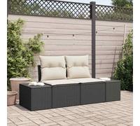 Owoxanthellate Canapé de jardin 2 places, noir, 123 x 62 x 69 cm, en polyrotin, avec cadre en acier, design moderne, robuste et durable, pour jardin, terrasse, balcon et petits groupes de sièges