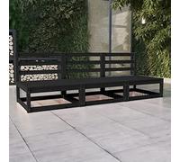Owoxanthellate Canapé de jardin, 3 places, en pin massif, noir, 70 x 70 x 67 cm, en forme de salon modulaire, robuste et peu encombrant, pour terrasse, balcon et petits coins d'extérieur
