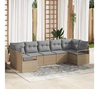 Owoxanthellate Canapé de jardin, 7 pièces, beige, gris clair, en polyrotin résistant aux intempéries, modulaire, 62 x 55 x 85 cm, robuste, pour terrasse, balcon