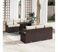 Owoxanthellate Canapé de jardin 7 pièces - Marron - En polyrotin - Résistant aux intempéries - 55 x 62 x 69 cm - Salon modulable - Hauteur réglable - Table de jardin moderne - Pour balcon, terrasse et