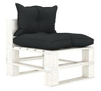 Owoxanthellate Canapé de jardin, aspect palette, en pin, 60 x 67,5 x 60,8 cm, anthracite, avec coussin d'assise, salon de jardin, moderne, durable, pour terrasse, balcon et petit canapé, pour