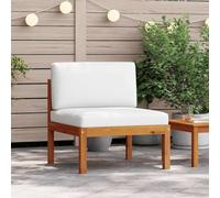 Owoxanthellate Canapé de jardin en acacia - 65 x 65 x 60 cm - Avec tressage en corde noire et coussin blanc crème - En bois robuste - Mini canapé d'extérieur - Design moderne pour terrasse, balcon et