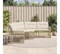 Owoxanthellate Canapé de jardin, en forme de L, beige, 208 x 208 cm, avec repose-pieds, pour terrasse, balcon et jardin d'hiver