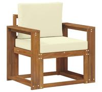 Owoxanthellate Canapé de jardin modulaire d'extérieur avec coussin en bois d'acacia massif - Résistant aux intempéries - Pour jardin, terrasse et balcon - Marron naturel