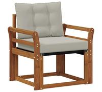 Owoxanthellate Canapé d'extérieur en bois d'acacia massif - Fauteuil de jardin modulaire 1 place avec coussins et accoudoirs - Meubles de salon pour terrasse, jardin et balcon - Gris clair naturel