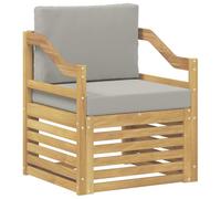 Owoxanthellate Canapé d'extérieur en bois massif de maca, 1 place, modulaire avec coussin, canapé central moderne pour jardin, terrasse et balcon, cadre blanc, coussin gris clair