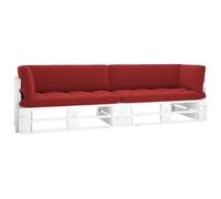 Owoxanthellate Canapé en palettes 2 places avec coussin en bois de pin 110 | Canapé d'angle rustique en bois de pin avec coussin rouge pour terrasse, jardin et salon.