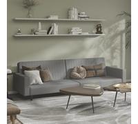 Owoxanthellate Canapé-lit 2 places, en velours, gris clair, 220 cm, design moderne, fonction de pliage optimisé en quelques secondes, espace dans le salon, la chambre d'amis, le petit appartement, les