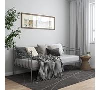 Owoxanthellate Canapé-lit, gris, 206 x 95 x 91,5 cm, en métal, peu encombrant, avec balustrade latérale, pliable, pour invités, salon et chambre d'adolescent
