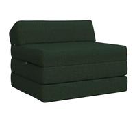 Owoxanthellate Canapé-lit pliable vert foncé - Matelas pliable 2 en 1 et fauteuil convertible 200 x 70 x 10 cm - Lit d'appoint multifonction avec rembourrage en mousse et housse en polyester amovible