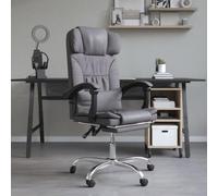 Owoxanthellate Chaise de bureau ergonomique avec fonction massage et repose-pieds - Gris - 63 x 56 x 122 cm - En cuir synthétique - Réglable en hauteur - Design moderne - Pour la maison, le bureau
