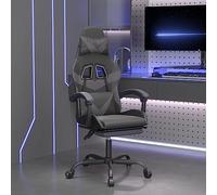 Owoxanthellate Chaise de gaming - Noir et gris - 57,5 x 59,5 x 121-131 cm - En cuir synthétique - Repose-pieds réglable - Fonction couchage - Base en métal robuste - Pour la maison, le bureau, le