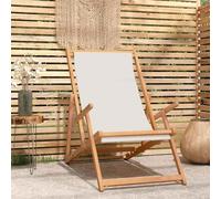 Owoxanthellate Chaise de jardin pliante en bois de teck crème 60 x 126 x 87,5 cm Dossier réglable Résistant aux intempéries Pour balcon, terrasse, plage et camping
