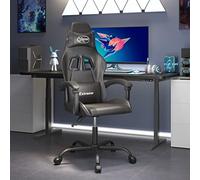 Owoxanthellate Chaise de jeu en cuir synthétique noir - Hauteur réglable de 131 cm - Siège de course avec fonction allongée - Rotation à 360 ° - Métal - Bureau à domicile