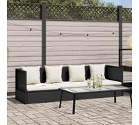 Owoxanthellate Chaise longue de jardin en polyrotin - 200 x 60 x 58 cm - 7 positions - Noir - Coussin crème - Armature pliable - Pour terrasse, balcon, piscine, salon