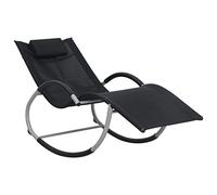 Owoxanthellate Chaise longue de jardin noire - 65 x 155 x 83 cm - En textilène et acier - Charge maximale : 150 kg - Design moderne à bascule avec coussin - Robuste et durable - Pour jardin, terrasse
