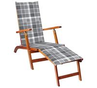 Owoxanthellate Chaise longue pliable en bois d'acacia - 167 x 56 x 75 cm - Avec repose-pieds et coussin rembourré - 3 positions - Résistant aux intempéries - Peu encombrant - Pour jardin, terrasse