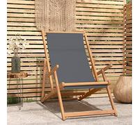 Owoxanthellate Chaise pliante en teck massif avec dossier réglable 60 x 126 x 87 5 cm Chaise de jardin pliable résistante aux intempéries Gris Pour jardin, terrasse, balcon et camping
