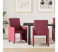 Owoxanthellate Chaises de salle à manger en tissu bordeaux avec roulettes 57 x 66 x 94 cm Structure en métal contreplaqué Design ergonomique moderne pour cuisine, salle à manger et espaces de vie