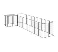Owoxanthellate Chenil d'extérieur 220 x 550 x 110 cm - Noir gris argenté - Acier PE - Toit en polyéthylène de 7,26 m² - Pour grands chiens de jardin et de camping