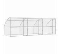 Owoxanthellate Chenil d'extérieur 3 pièces 6 x 2 x 2 m en acier galvanisé argenté design moderne avec toit en maille et verrou verrouillable pour jardin, camping, grands chiens