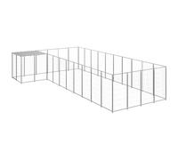 Owoxanthellate Chenil d'extérieur 330 x 550 x 110 cm en acier gris argenté avec toit résistant aux UV, porte verrouillable, espace de 13,31 m² pour grands chiens dans le jardin et le camping