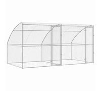 Owoxanthellate Chenil d'extérieur 4 × 2 × 2 m argenté galvanisé avec toit en maille et système verrouillable, design moderne et robustesse pour grands jardins et enclos pour chiens